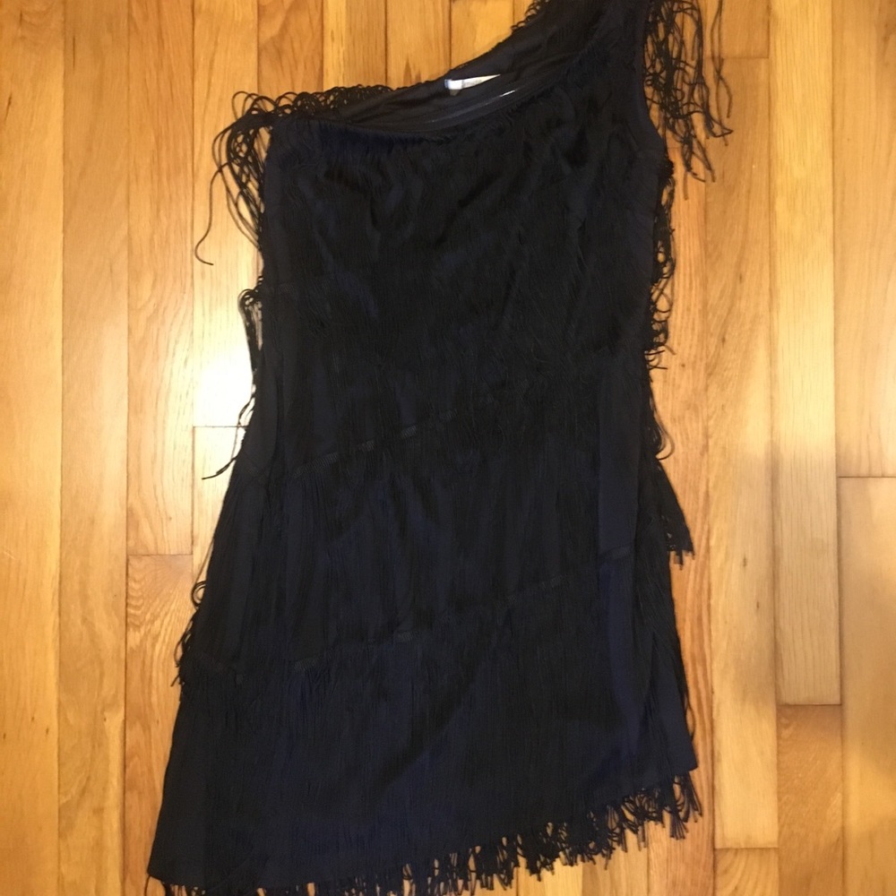 One shoulder fringe dress